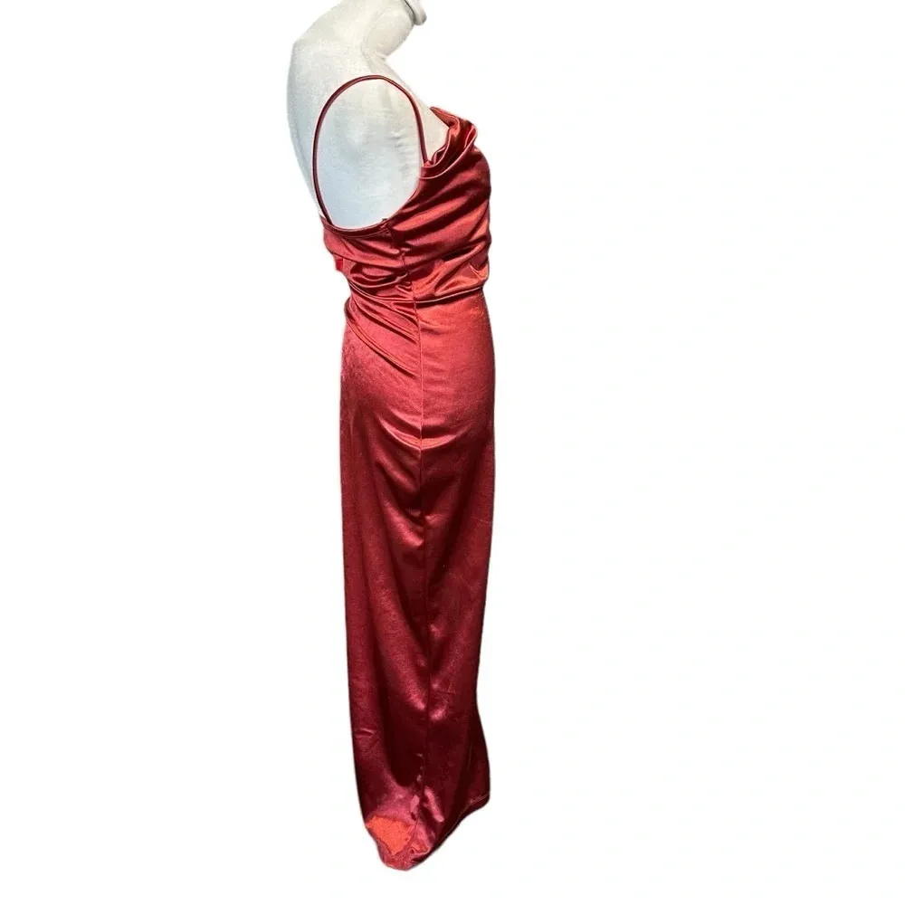 Windsor Lola High Slit Satin Dress size small, burgundy - Image 4