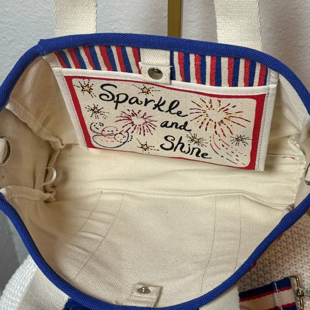 BRIGHTON Mini Canvas Tote Crossbody Bag Colorful Heart Pattern Tote Bag - Image 5