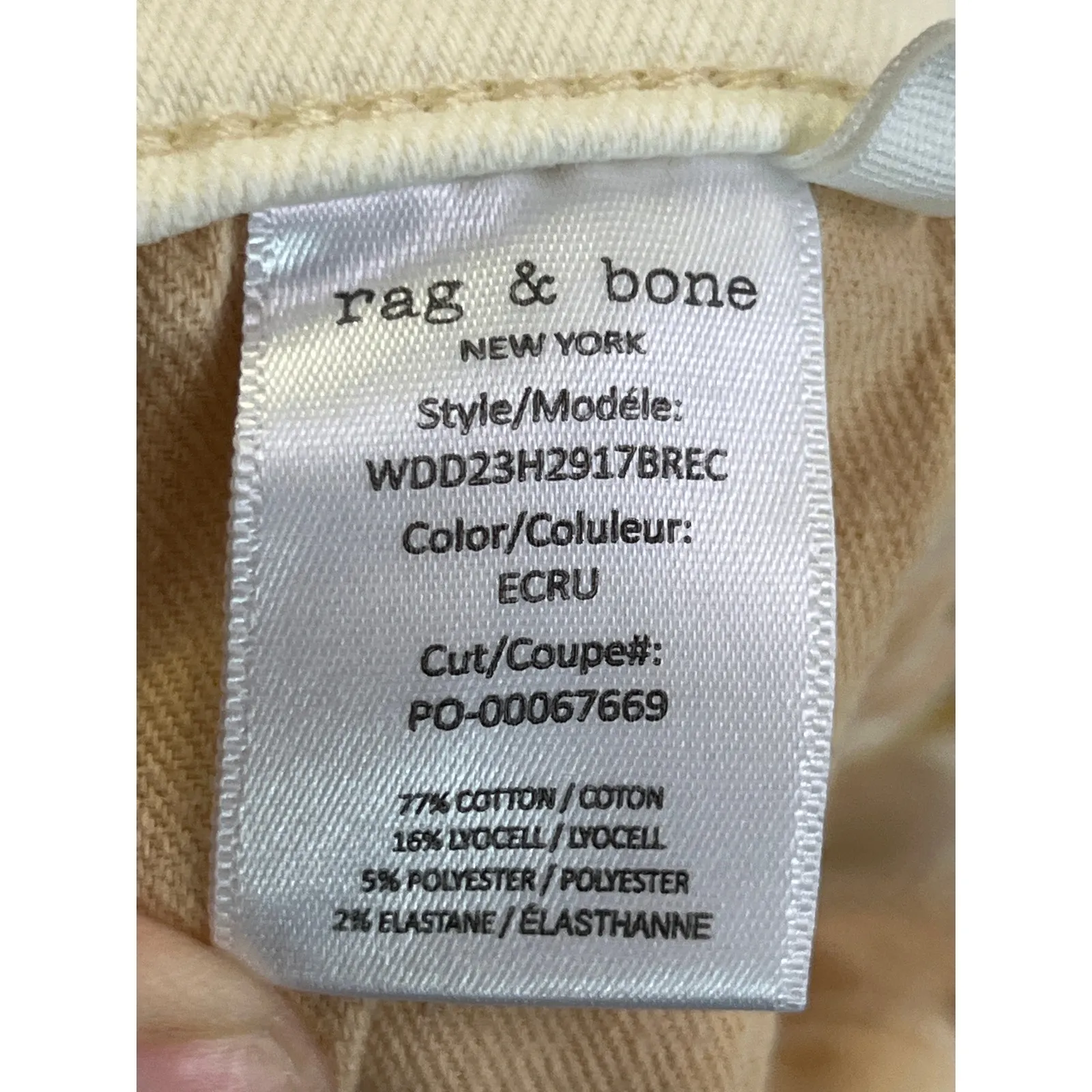 Rag & Bone Peyton Mid Rise Bootcut Jeans Ecru White Denim Sz 29 - Image 5