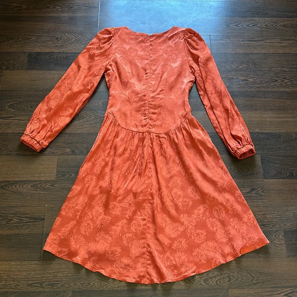 Love, Whit by Whitney Port Jacquard Midi Dress Burnt Orange Small - Image 9