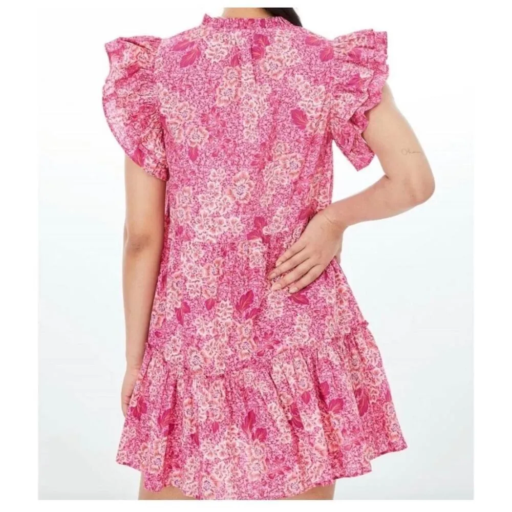 NWT Generation Love Sandy Floral Pink Tiered Dress size XS - Image 3