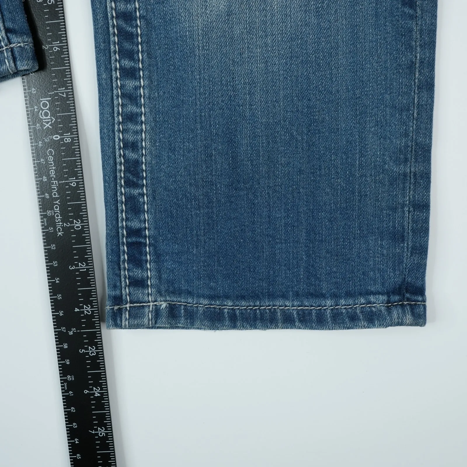 Miss Me Cuffed Capri Jeans Womens 28x22.5 Blue Denim Stretch Crochet Daisy - Image 11