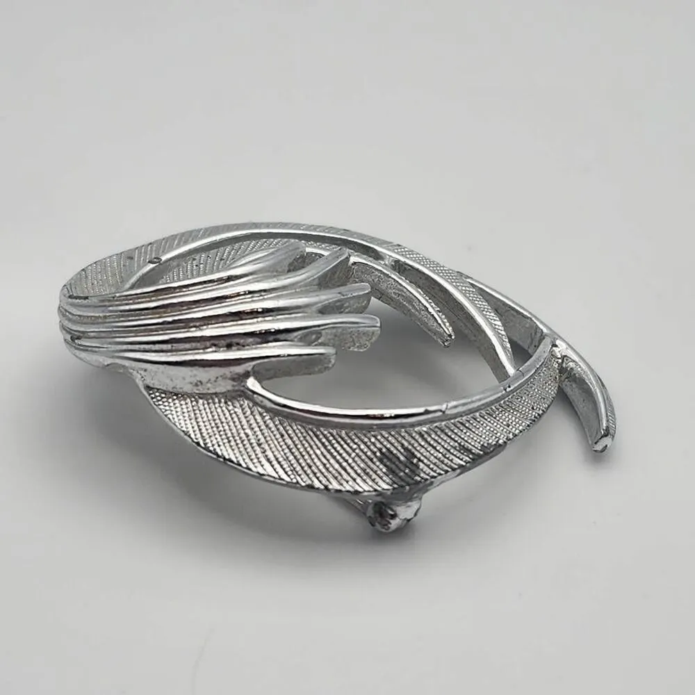 Vintage Sarah Coventry Silver Tone Swirl Brooch Silver - Image 5