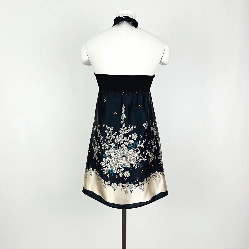 Vintage Y2K Knit + Satin Botanical Halter Top | Size XS - Image 5