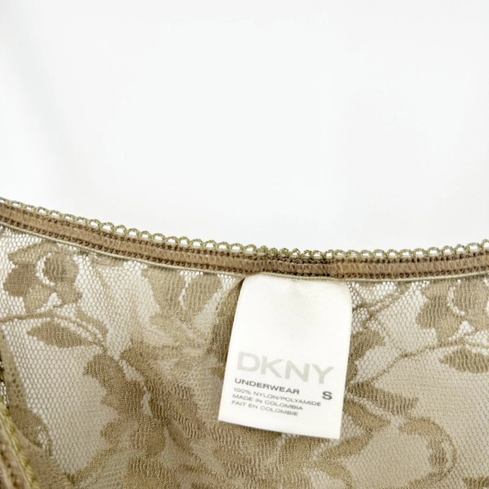 DKNY Womens‎ Y2K 2000s Coquette Sheer Lace Cami Top Camisole Size S Olive Green - Image 3