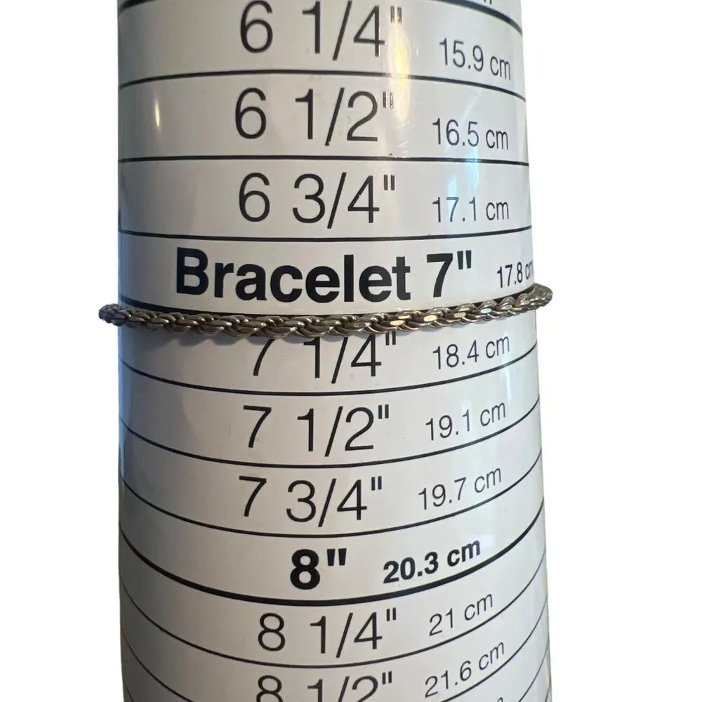 Vintage Sterling Silver Rope Chain Bracelet Lobster Clasp Twist Classic 7" 3.81g - Image 4
