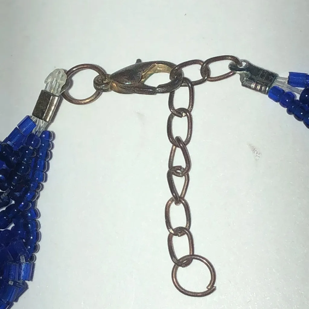 Elegant Blue Braided Seed Bead Beaded Boho Necklace - Image 4