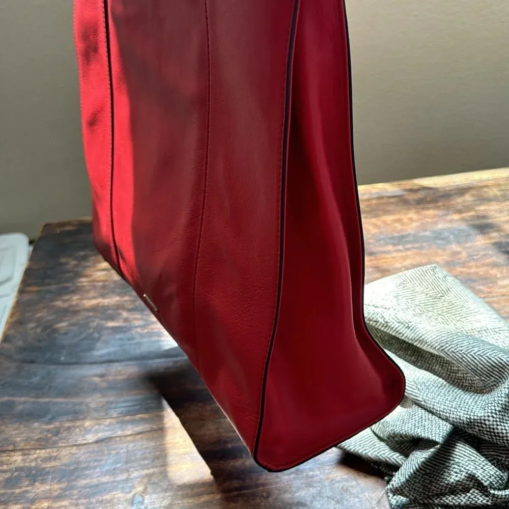 Rebecca Minkoff Poppy red Leather MAB Large Tote Shoulder Bag Portfolio NWT - Image 14