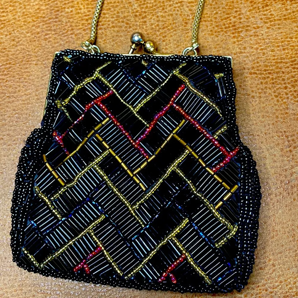 Regale Beaded Clutch Evening Purse Black - Image 4