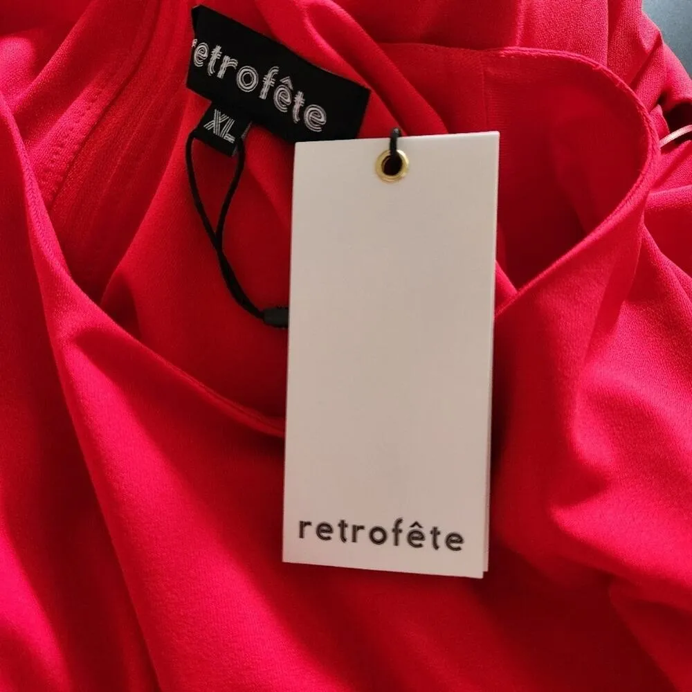 Retrofete Miley Dress Red Maxi Cutout Long Sleeve Size XL NWT Long Sleeve - Image 13