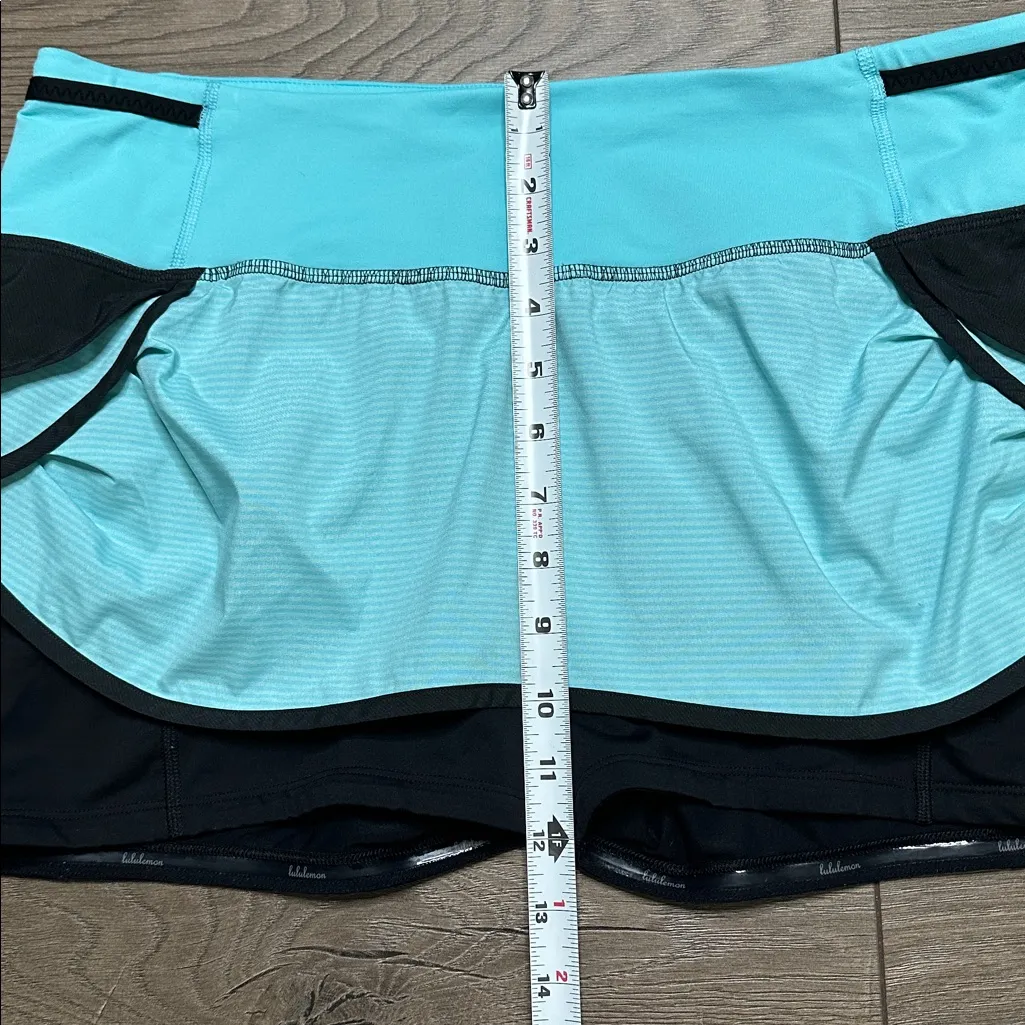 Lululemon Speed‎ Squad Ruffle Skort Shorts Blue Black Size 10 - Image 12