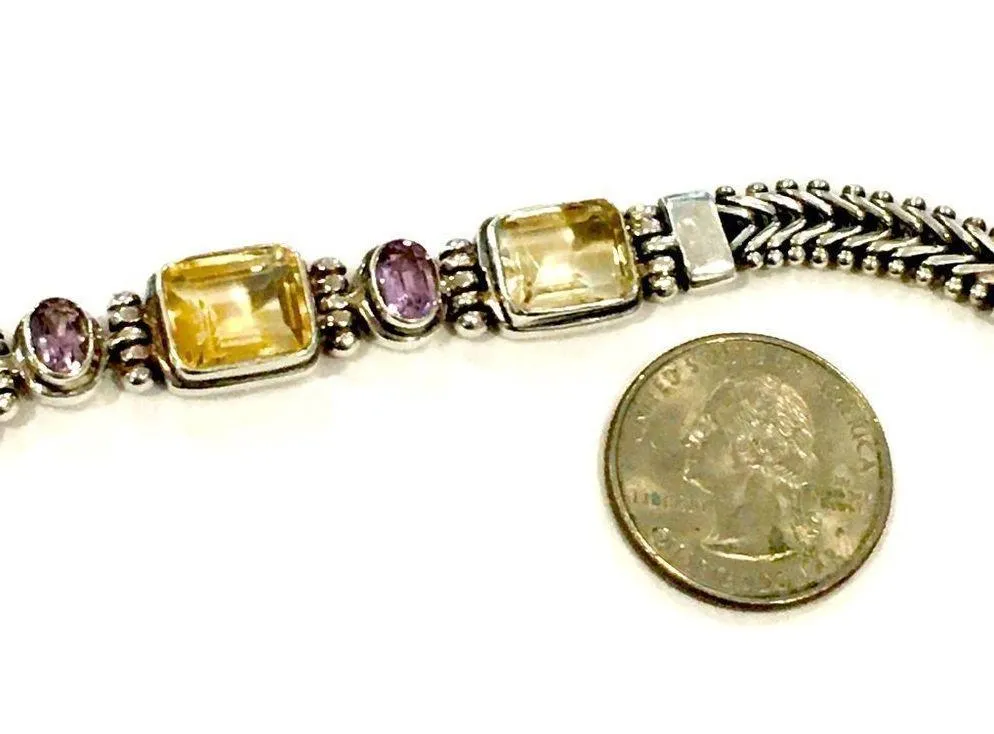 Bali Sterling Amethyst, Citrine, Quartz Bracelet - Image 10