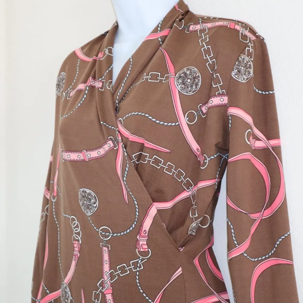 Melly M dress‎ Equestrian Print Faux Wrap S - Image 7