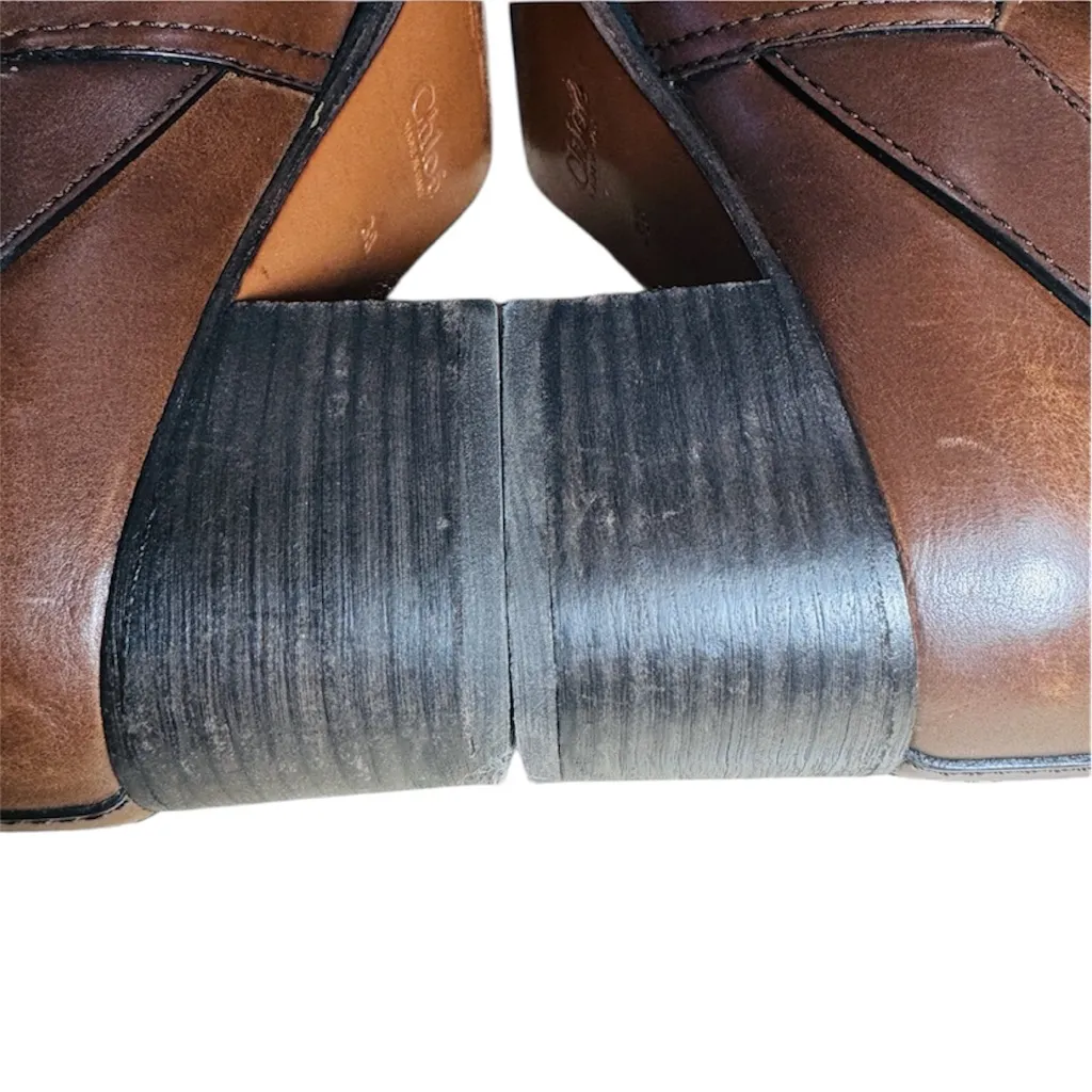 Chloe brown leather ankle buckle boots - Image 10