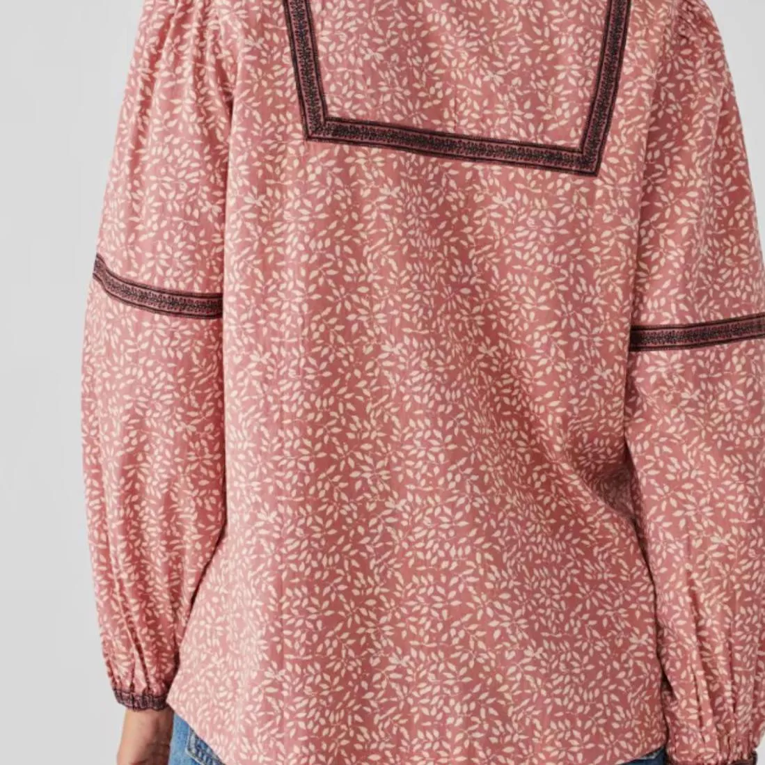 Faherty Mauve Pink Aurora Leaf Organic Cotton Peasant Boho - Size - XS - Image 2