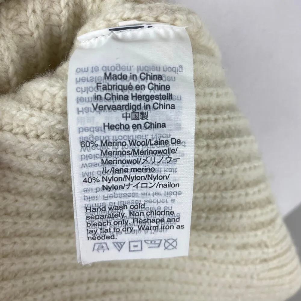 Madewell Cream Boatneck Button Shoulder Ballon Sleeve Wool Sweater XS - Image 9