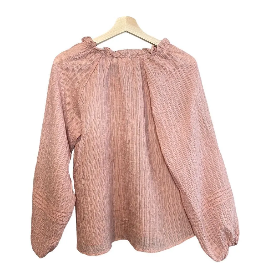 By the River gauze puff sleeve blouse Pink Size M - Image 2