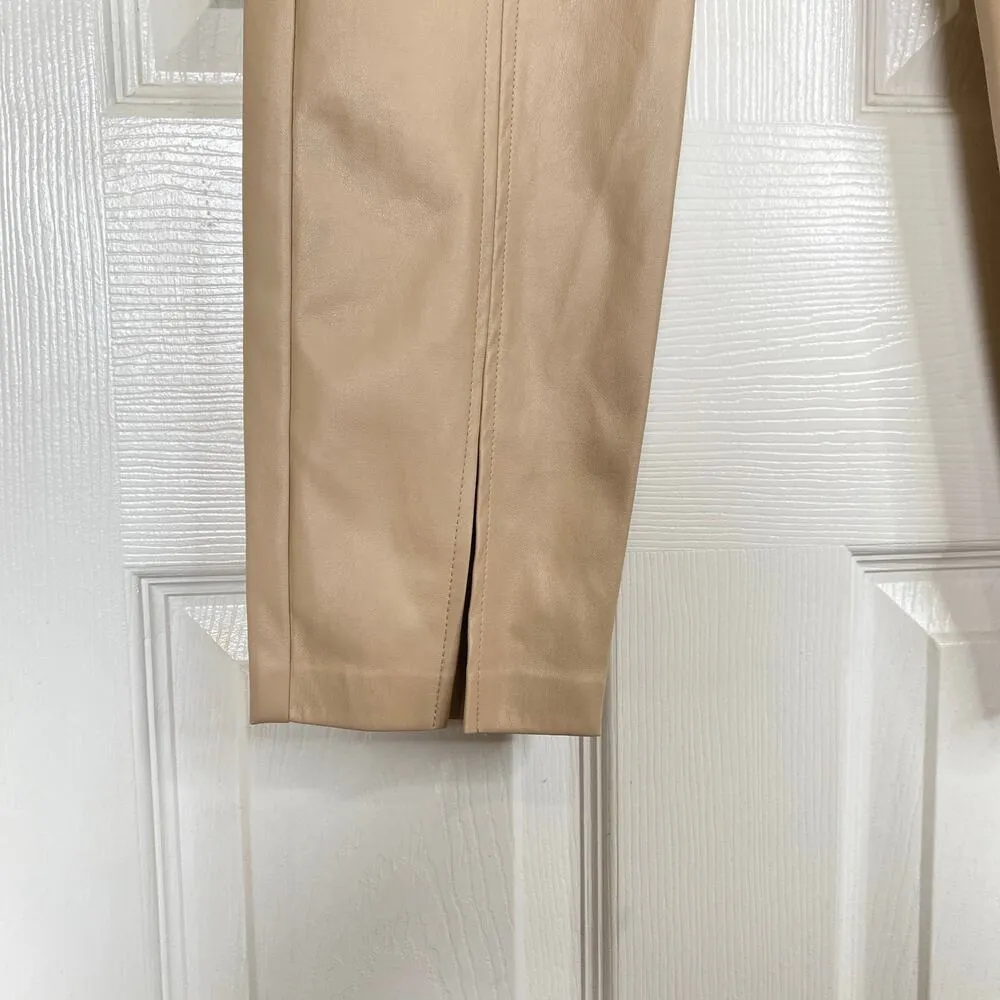 NWT JASON WU Tan Faux Leather Pants High-Waisted Skinny Trousers Size Small - Image 8