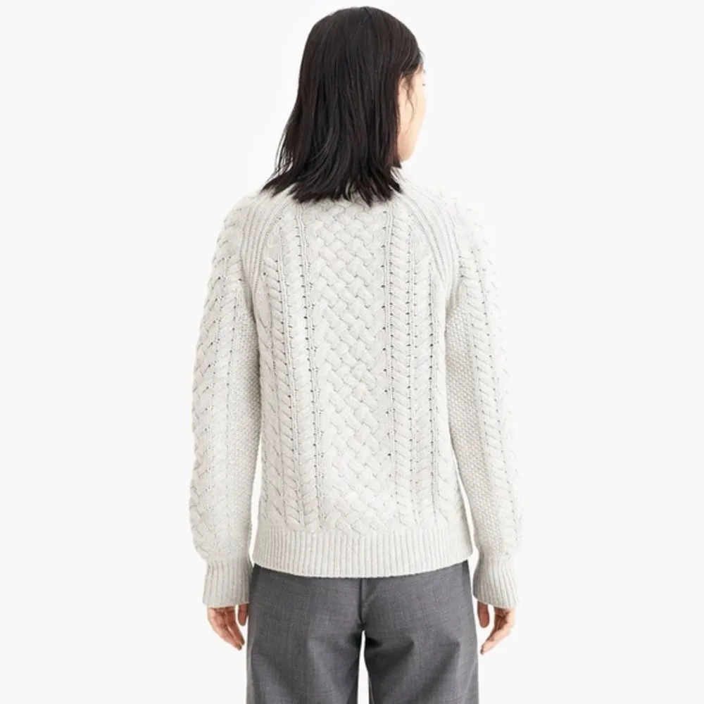 J. Crew Wool Cable Knit Sequin Sweater Grey Gray - Image 5