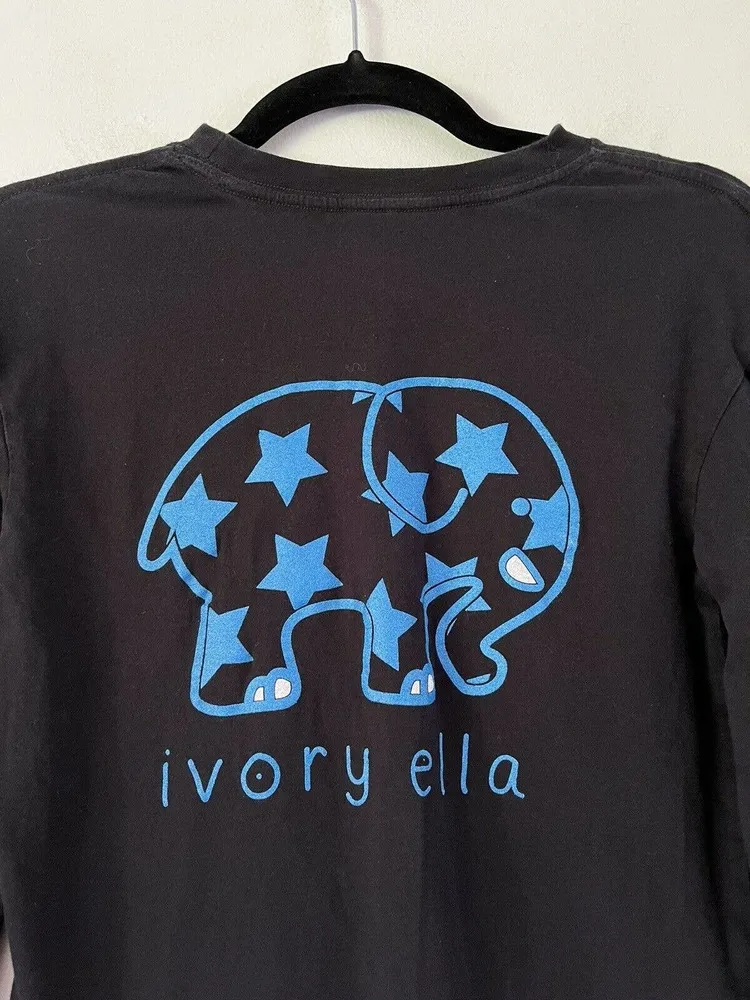 Ivory Ella Black 100% Organic Cotton Large Elephant Logo Long Sleeve Tshirt XXS - Image 4