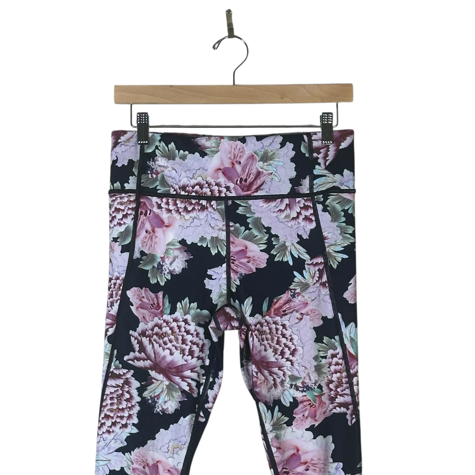 Athleta Run Free Leggings Womens S Pink Floral High Rise Stretch Athleisure - Image 3