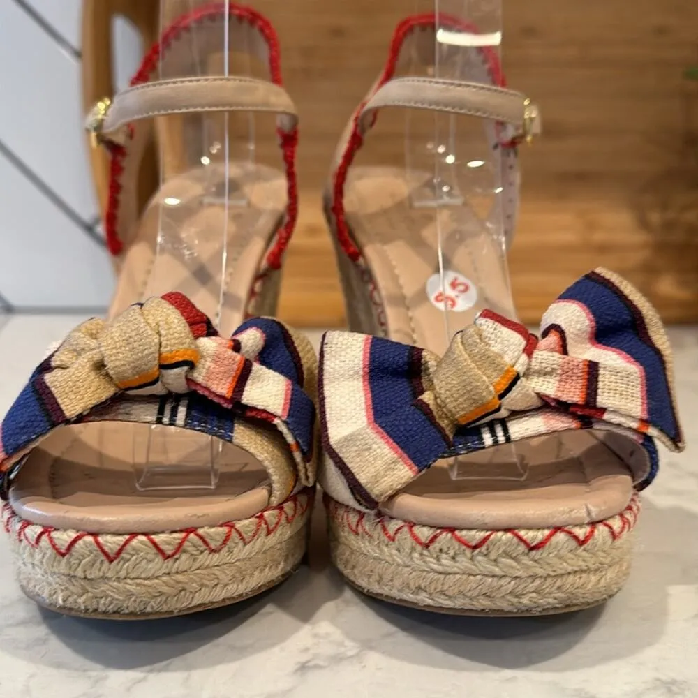 Kate Spade New York Jane Wedge Sandals Hamptons garden party preppy size 8.5 - Image 7