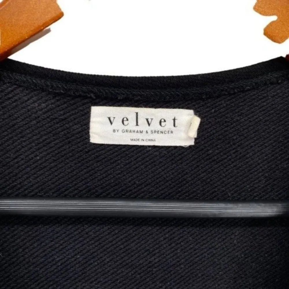 Velvet by Graham & Spencer Black Suede Sherpa Open Front Vest Penny Lane - Image 6