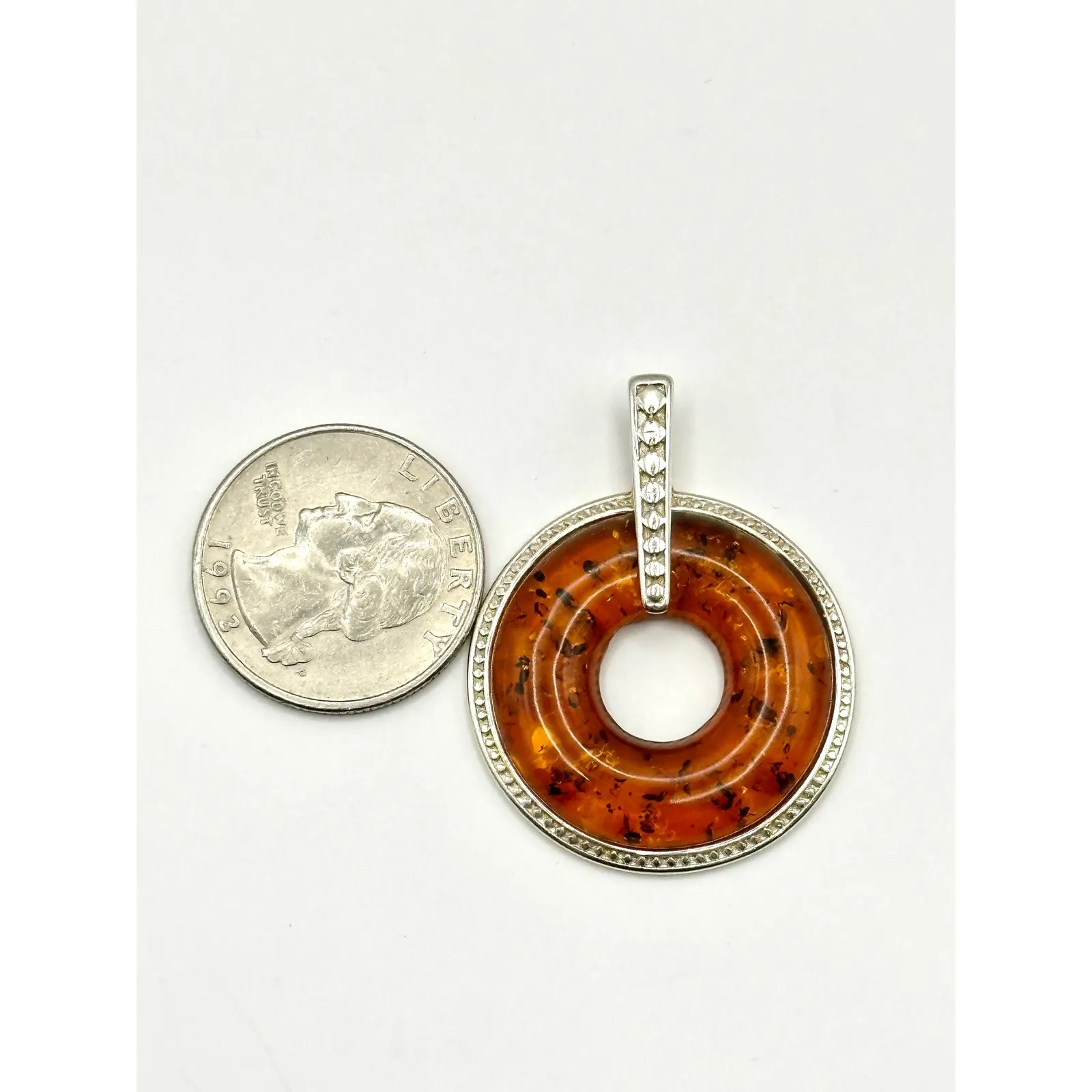 Baltic Amber Donut Sterling Silver Pendant - Image 8