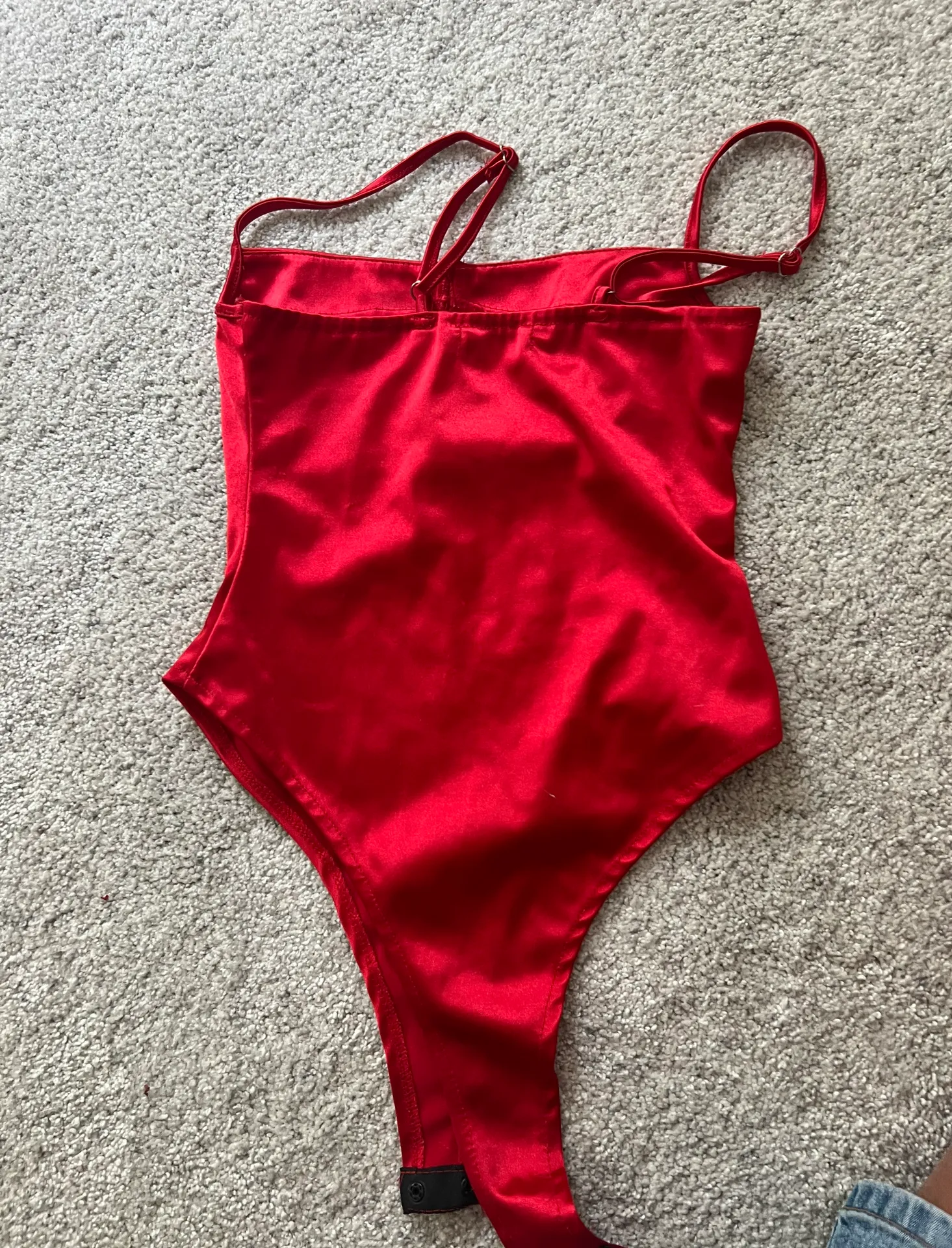 Red Satin Bodysuit Size XS - Image 2