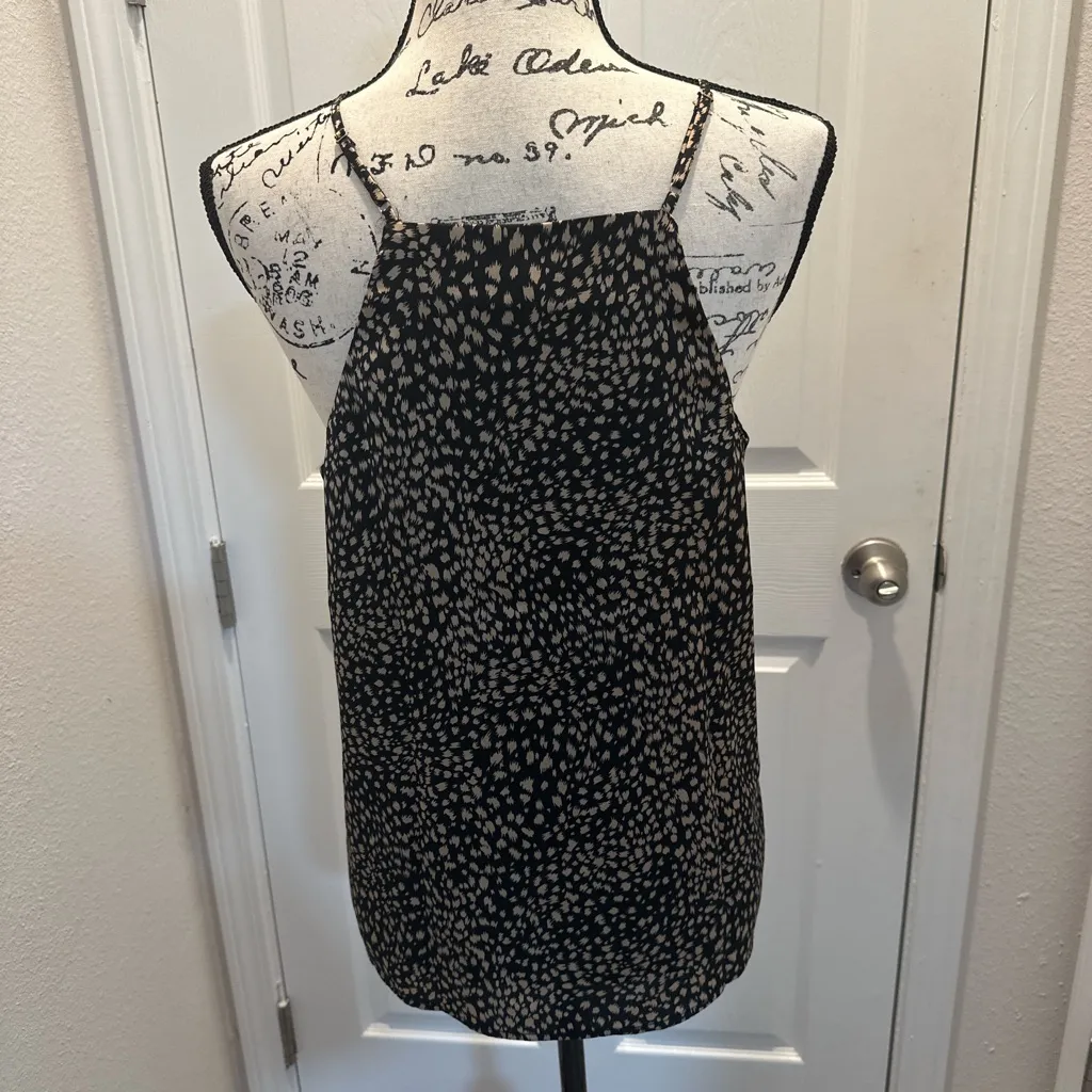 En Crème Black and Tan Satin Sleeveless Top Size L - Image 3