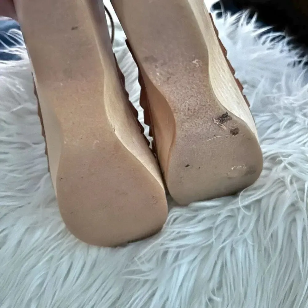 SWEDISH HASBEENS | Leather Sandals Clogs Wood Triple Ankle Strap | Size 40, US 9 Tan - Image 6