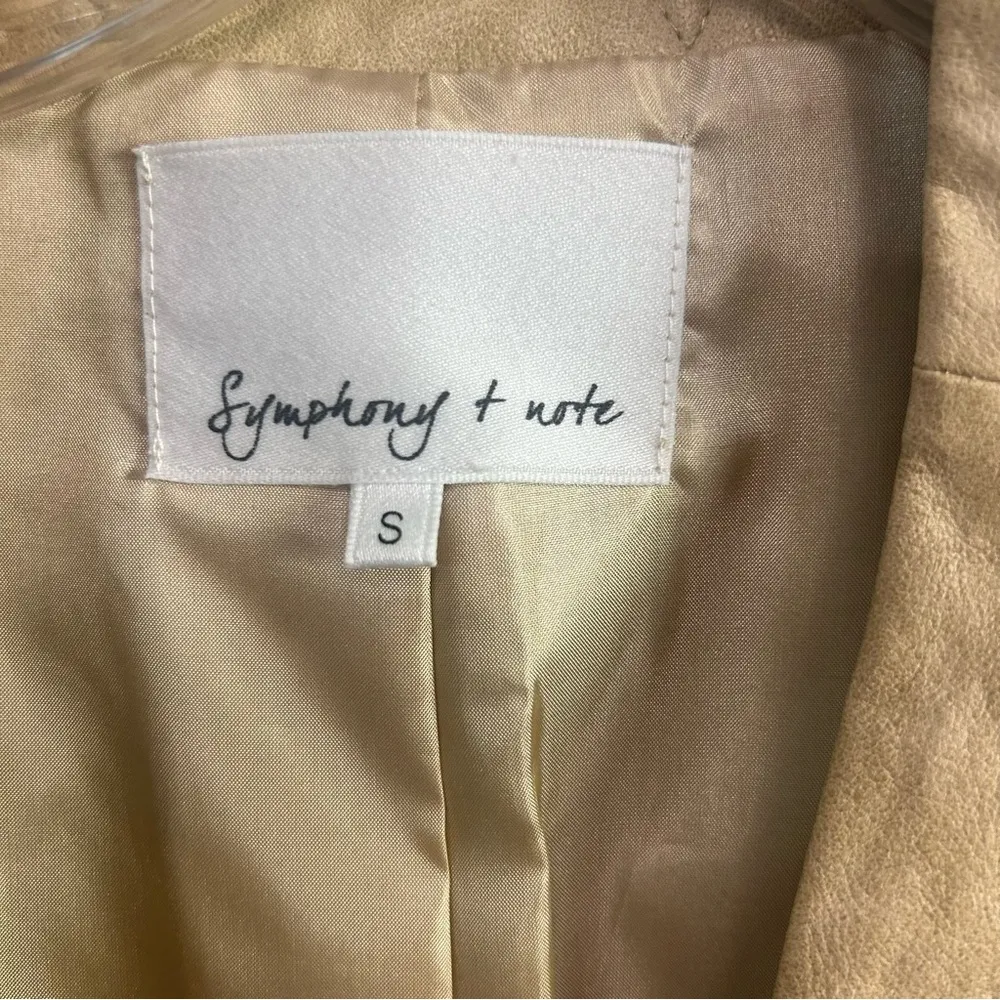 Symphony + Note faux leather tan v neck pocket dress retro neutral size Small - Image 9