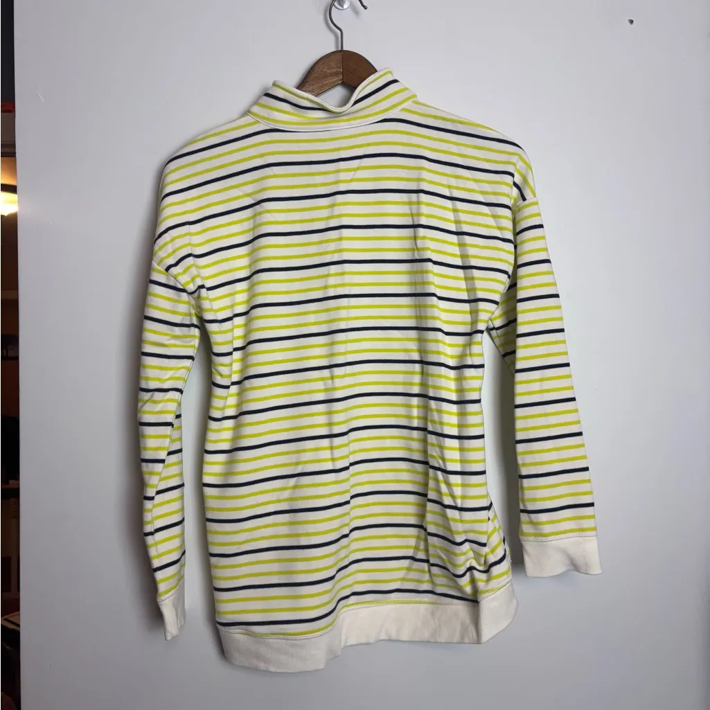 Talbots Green White Striped Classic French Terry Half-Zip Pullover Sweater Top - Image 6
