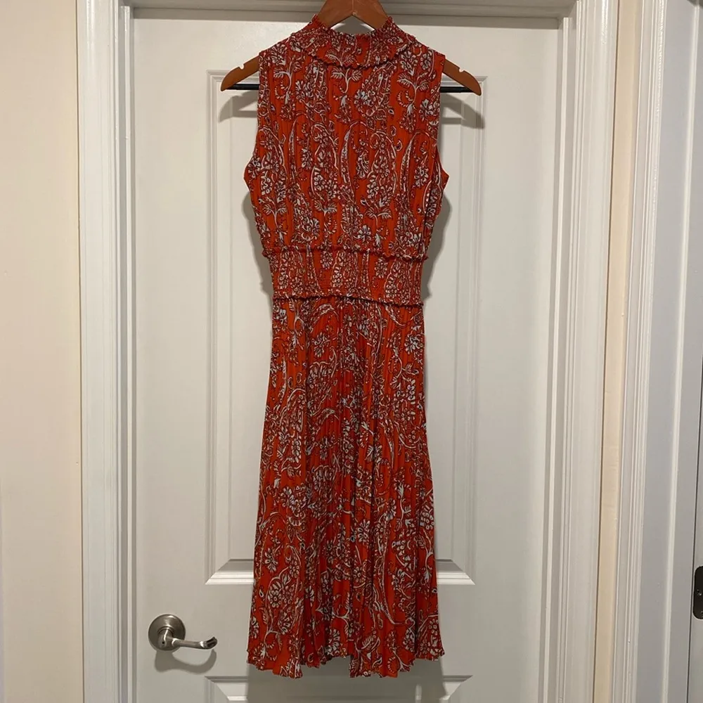 Nanette Lepore Picante Multi Print Smocked Pleated Midi Dress Easy Care Size 4 - Image 4