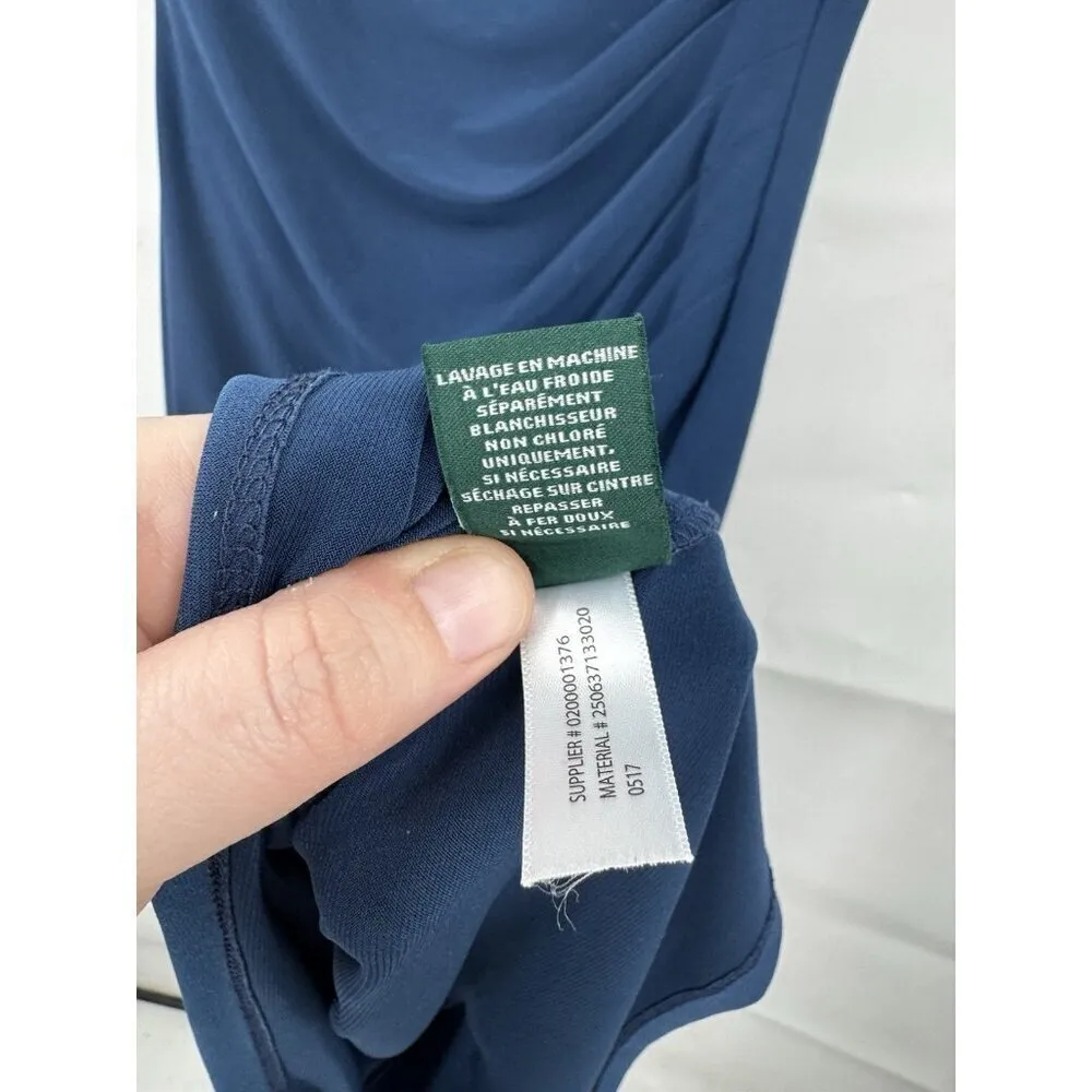 Lauren Ralph Lauren Business Mini Dress Women 10 Navy‎ Blue Gathered Formal - Image 4