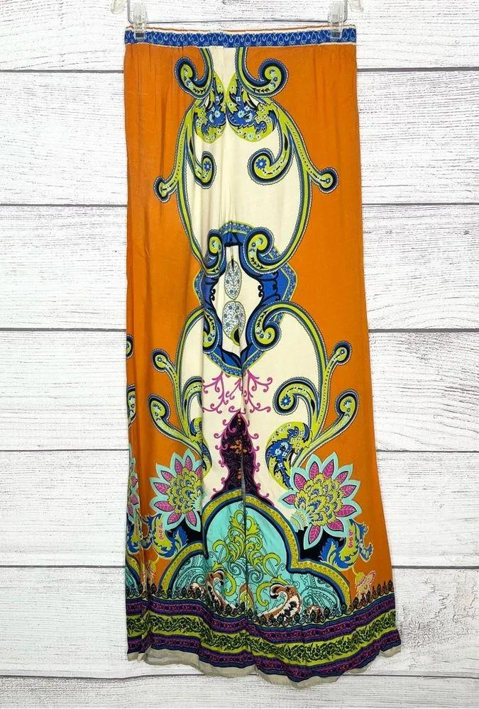 Flying Tomato Boho Wide-Leg Festival Pants Size Small Orange & Blue Multicolor - Image 15