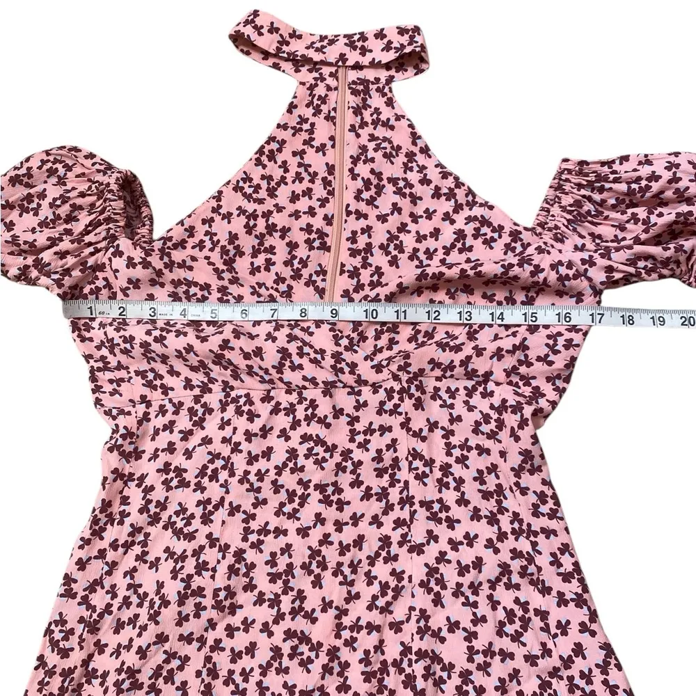 Pink Clover Floral Off-Shoulder Puff Sleeve Mini Dress - Image 7