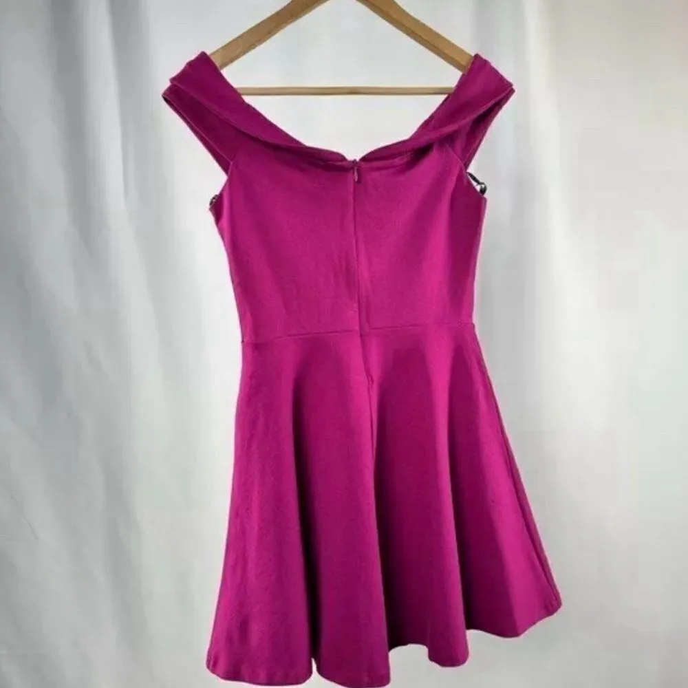 Lulus Season of Fun Magenta Off-the-Shoulder Skater Dress - Image 8
