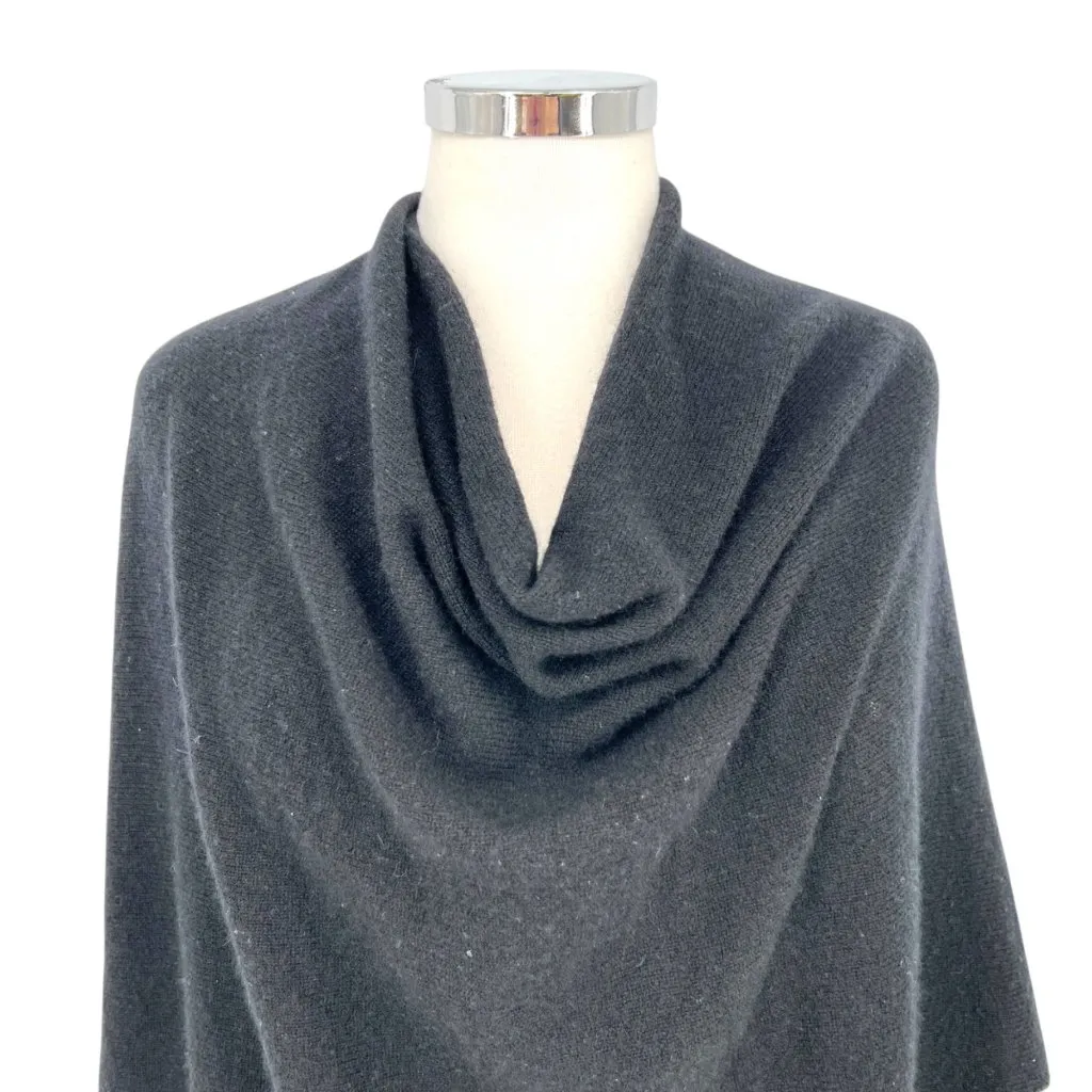 Charter Club Luxury Cashmere Black Poncho With Gray Stripes One Size - Image 2