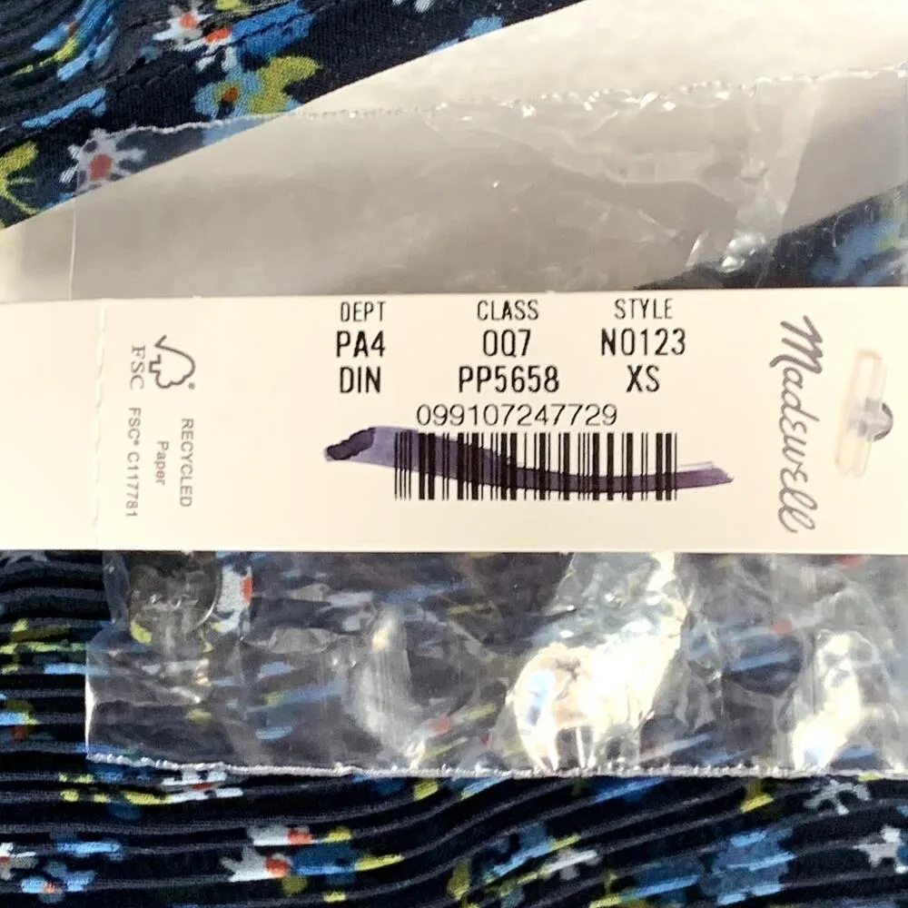 NWT Madewell Crinkle Georgette Mini Dress in Blue Floral NO123 - Image 11