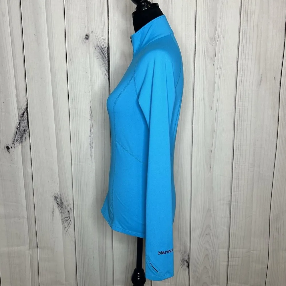 Marmot Bright Blue 1/2 Zip Base Layer Pullover Size S Long Sleeve Stretch - Image 5