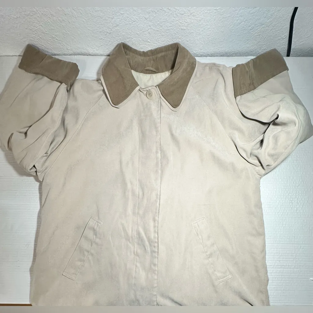 LONDON FOG Size Large Tan Jacket Coat Double Collar Button Up Pea Coat Soft - Image 16