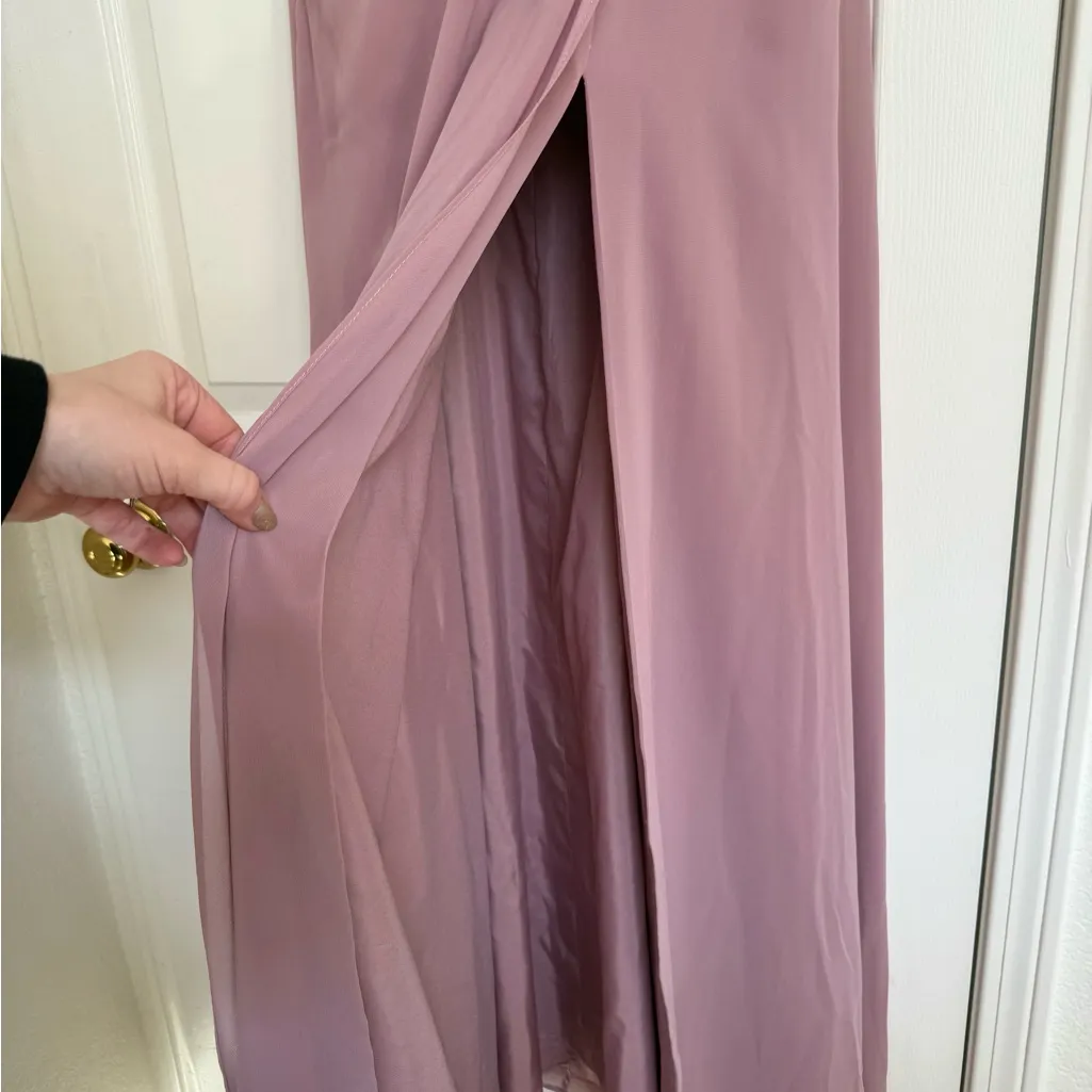 Azazie Zapheira Dusty Rose Pink A-Line Ruched Chiffon Dress Bridesmaid 8 - Image 6