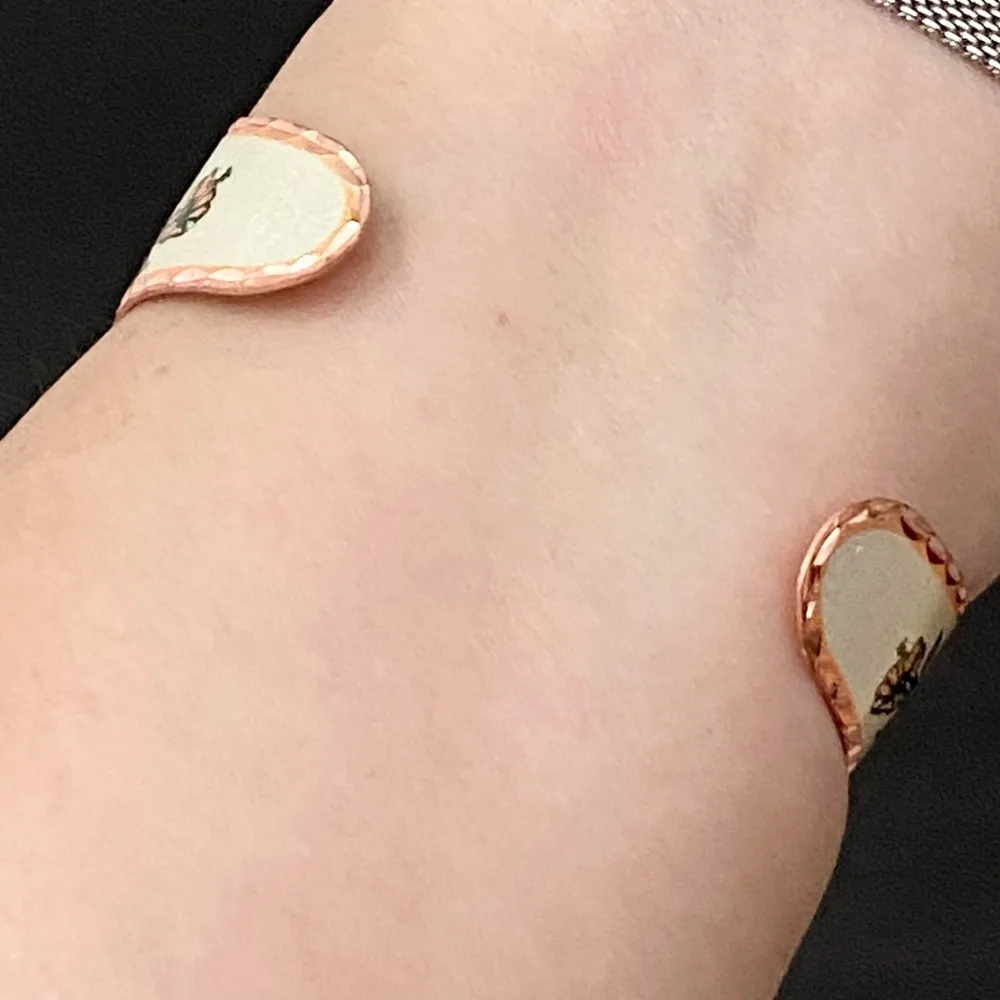 Hummingbird Handmade Artisan  Copper Open Cuff Bangle Bracelet - Image 4
