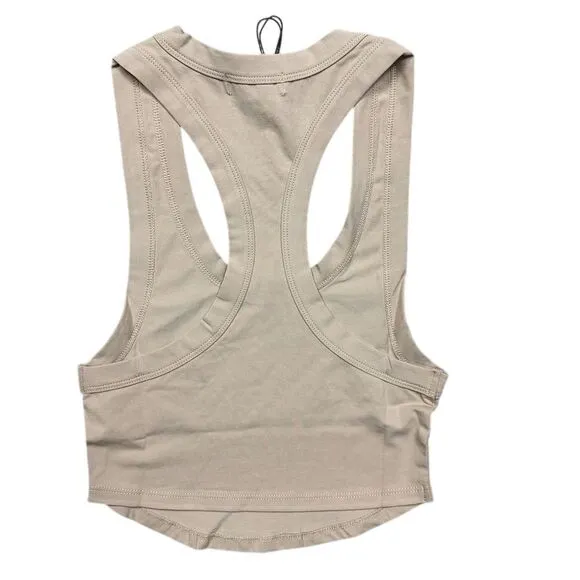 NWT‎ WeWoreWhat Women's Cropped Scoop Tank Top Beige Cotton Jersey Size S Casual - Image 4