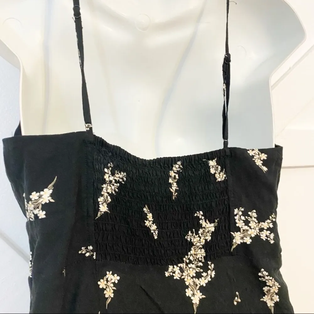 Oysho Floral Printed Sleeveless Button Front Knee Length Dress Black Small Y2K - Image 5