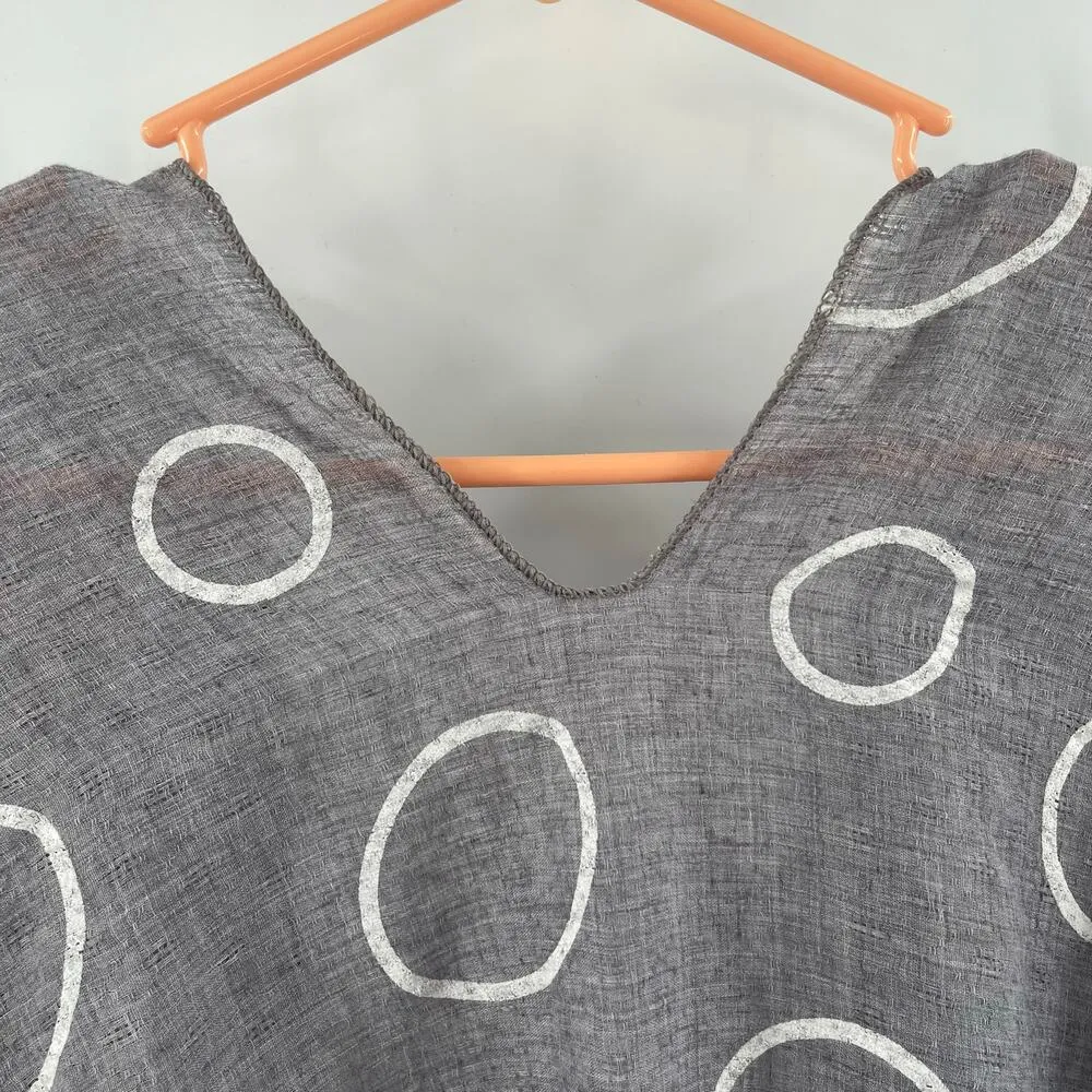 TREZO Wrap Shawl Circles Lagenlook Gray White Artsy Art Funky Cotton Blend Light - Image 6