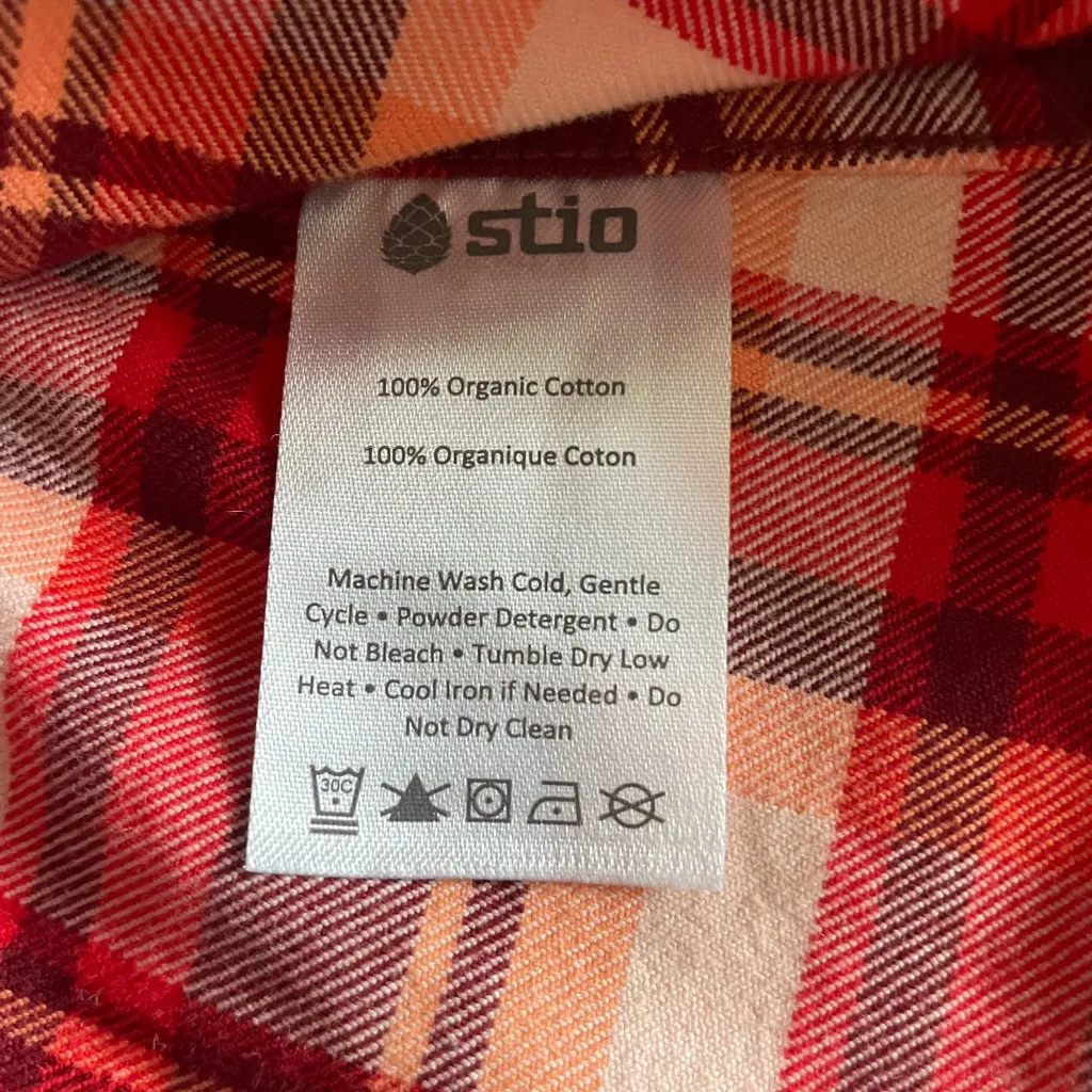 Stio Women’s Willow Flannel Shirt Red Orange Plaid Size XS - Image 8