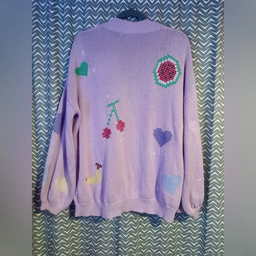 Olivia Rubin | Flora Fruit Cross Stitch Cardigan, size M Size M - Image 6