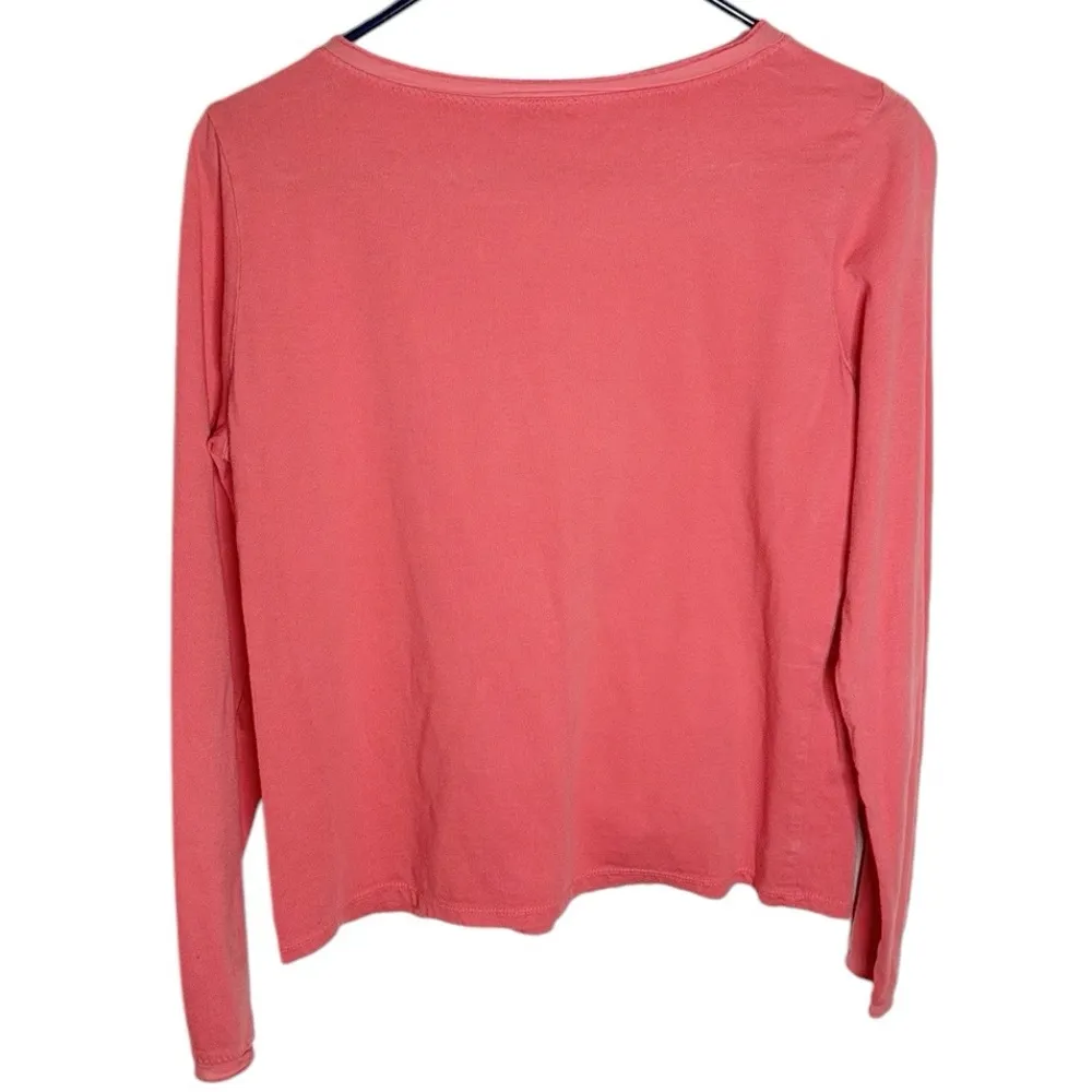 J Jill Salmon Pink Cotton Long Sleeve Tipped Tee size S - Image 2